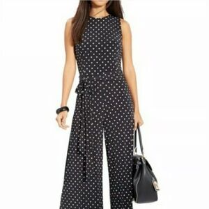 Lauren Ralph Lauren Polka Dot Sleeveless Wide Leg Jumpsuit Size 4